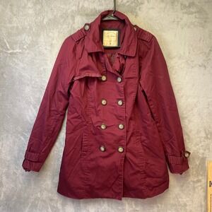 Ci Sono Trench Coat Womens M TWCT01 Burgundy Double Breasted EUC